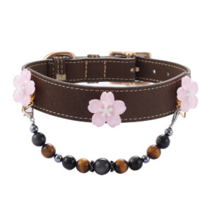 Pink flower pet collar